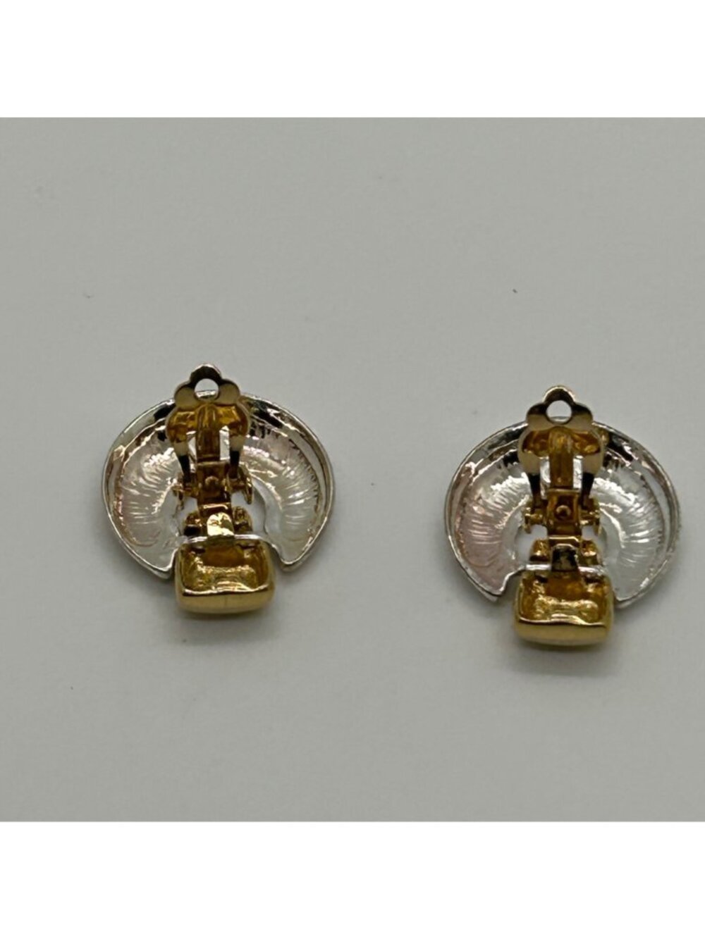 Anne Klein II Clip-On Earrings  Silver & Gold Tone Y2K Door Knockers Vintage - Picture 11 of 13